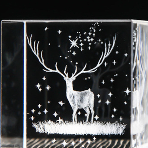 6 Cubo De Cristal 3d Gravura Peso Papel Lembranças Alce