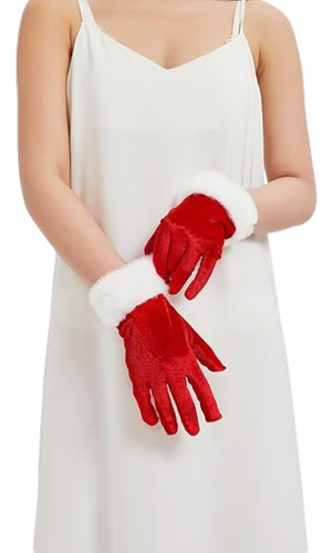 Guantes Rojos Navideños Estilo Tercipelo