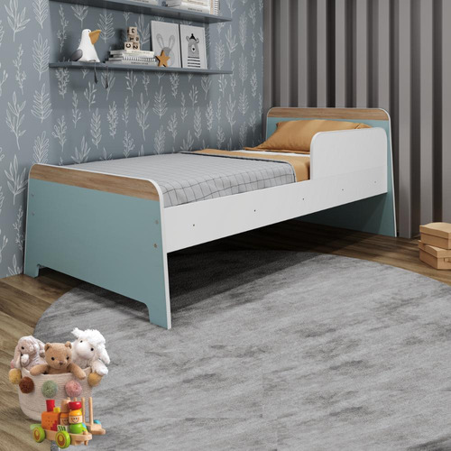 Cama Infantil Proteção Lateral Lorenza Branco/verde Bellagio