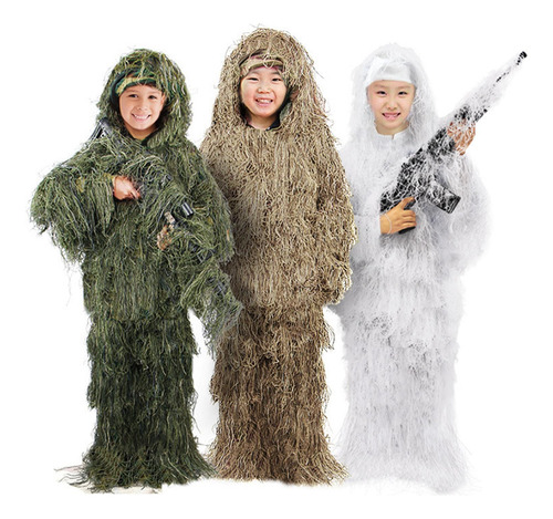 Traje Ghillie Para Niños Trajes De Caza 3d Verde 140~160cm