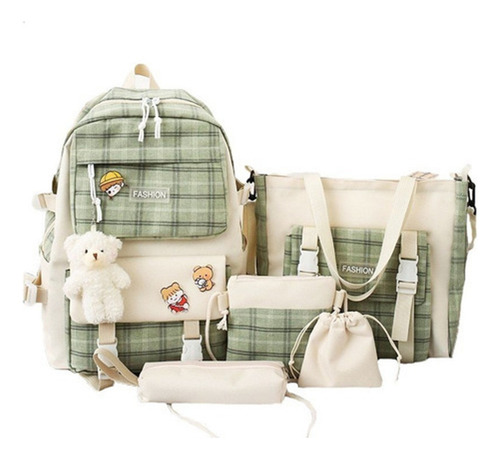 A 1 Set 5 Mochila Bolsas Escolar Estudiante Lapicera Tote Lona