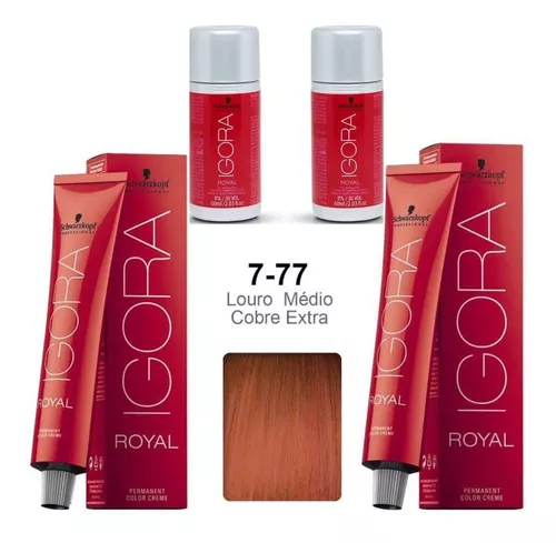 Kit Tinta Coloração Igora Royal 8.77 + 7.77 + 2 Ox 30 Vol. Schwarzkopf  Professional