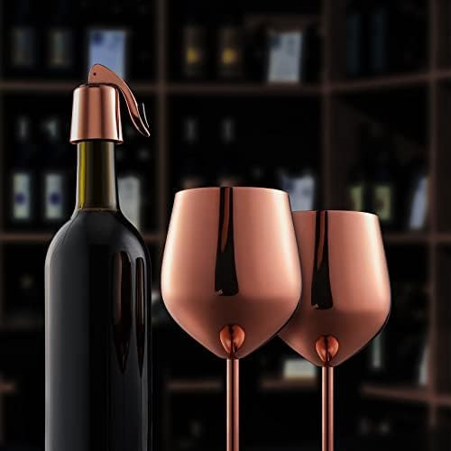 Wotor Juego De 2 Copas De Vino De Oro Rosa, Copas De Vino De