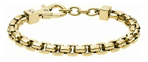 Armani Exchange Pulsera De Cadena De Acero Inoxidable, L Color Oro