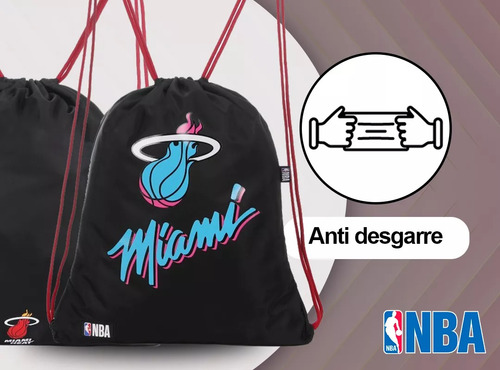 Mochila Botinero Marinero Basket Deporte Nba Equipos Oficial Color Negro