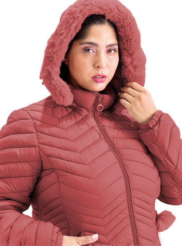 Campera Larga Talle Especial Abrigada Impermeable Capucha 