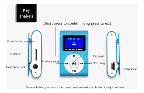 Mini Reproductor Mp3 Portátil Con Soporte Para Tarjetas Lcd