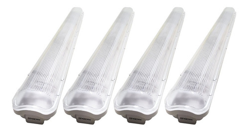 Imagen 2 de 6 de Pack X 4 Portatubo Estanco 60cm P/2 Tubo Led Ip65 Macroled