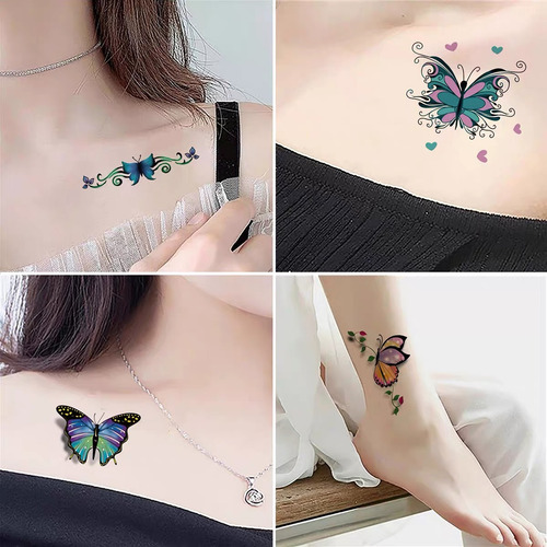Tatuaje Temporal Mariposas 30 Plantillas Tatto Cuello Brazo Color Butterflies Butterflies