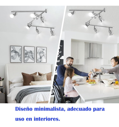 Iluminacion De Riel Led De 6 Luces Decorativas Cromo Sala Cromo