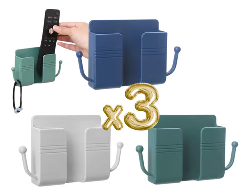 3pz Soporte Adhesivo Pared Celular Control Cargador Llaves