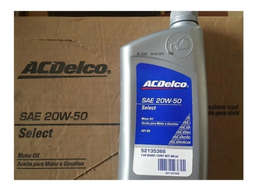 Aceite Mineral 20w50 Acdelco 