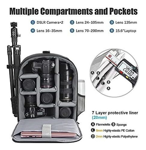 Mochila Para Camara Profesional Dslr Slr Sin Espejo Agua