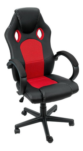 Imagen 2 de 2 de Silla de escritorio Onof AGTGM gamer ergonómica negra y roja con tapizado de cuero sintético