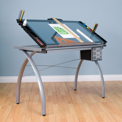 Mesa Dibujo Artístico Escritorio Cristal Templado Restirador