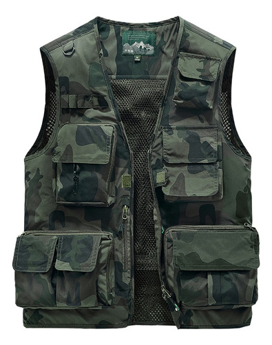 Chaleco Cargo De Camuflaje Para Hombre, Cárdigan Táctico Mil