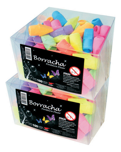 Borracha Ponteira Colorida Neon Para Lápis 200 Unidades Vmp Cor Sortidas