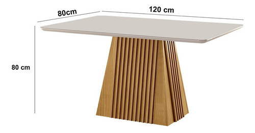 Conjunto De Jantar Mesa Áustria 120cmx80cm Tampo Efwt