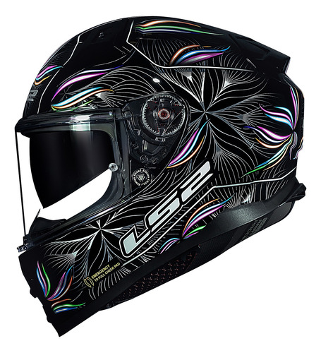 Capacete Ls2 Vector 2 Ff811 Tropical Preto Tricomposto Moto