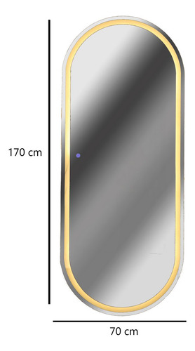 Espelho Oval 100x62,5 Cm Lapidado Jateado Led+touch