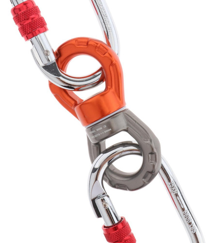 Mosquetón Giratorio 1 Anillo 2 Carabiners Negro Anaranjado
