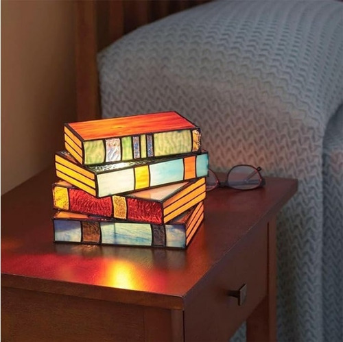 Vidrieras Apilados Libros Lámpara,resina Artesanal Lámpara