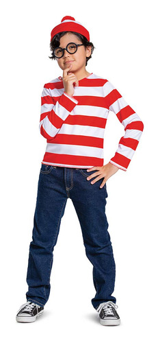 Wheres Waldo, Disfraz Oficial De Waldo Con Camisa Y Gorra C.