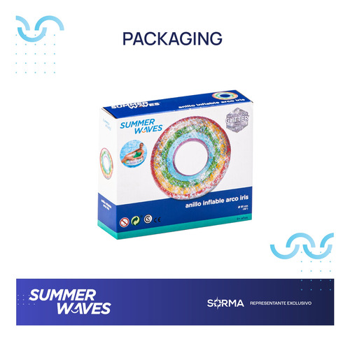 Imagen 5 de 7 de Anillo Salvavida Inflable Para Pileta Arco Iris Summer Waves