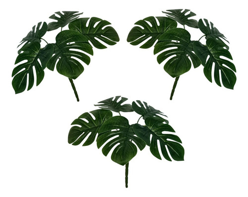 Kit 3 Planta Artificial Costela De Adão Para Parede Verde