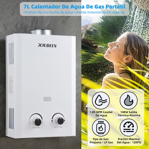 Calentador De Agua Instantáneo Boiler De Paso Gas Lp Capacidad De 7l Para 1 Servicio