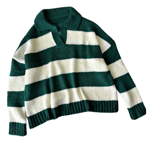 Chomba Sueter Lana Mujer Blanco Negro Bordo Verde