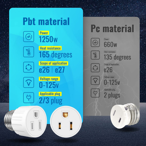 Adaptador E26/e27 De 3 Clavijas De Enchufe A Enchufe, Paquet