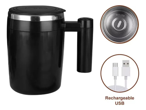 Taza Mezcladora Batidora Magnetica Automatica Con Usb Negra