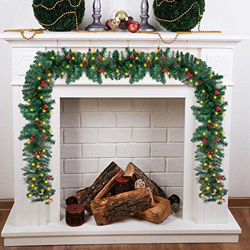 Guirnalda De Navidad De 9 Pies 100 Luces Cálidas Navid...