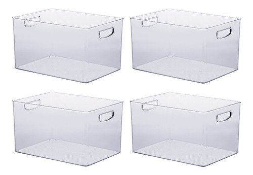 4 Caixas Organizadora Transparente Grande 1075 35x25x20cm