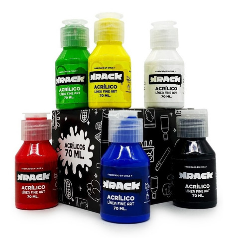 Pack Acrílicos Krack Colores Primarios 70ml 6 Uni