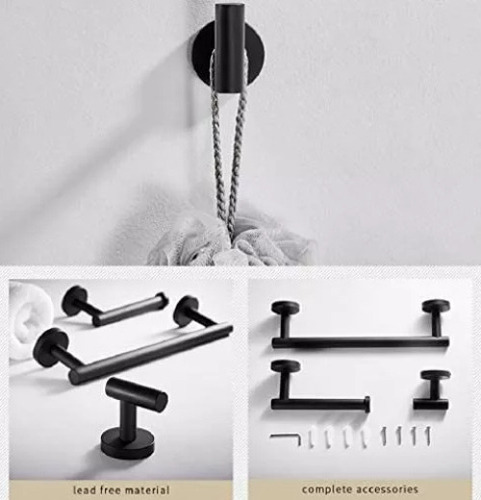 Cb Juego De Accesorios De Baño Negros Con Toallero Y