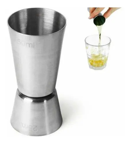 Dosador Duplo Inox Copo Medidor Bebida Drink Bar 25/50ml