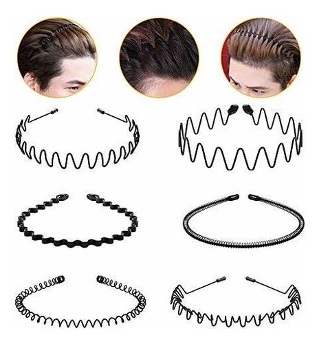 Diademas - Hair Hoop,6pcs Unisex Wavy Headband Metal Hair H