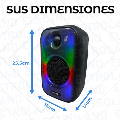 Imagen 5 de 10 de Parlante Bluetooth Portátil Inalámbrico Luces Led Recargable