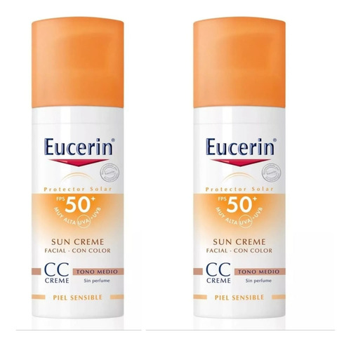 Protector Solar Facial Eucerin Fps 50+ Tono Medio 50ml 2pz