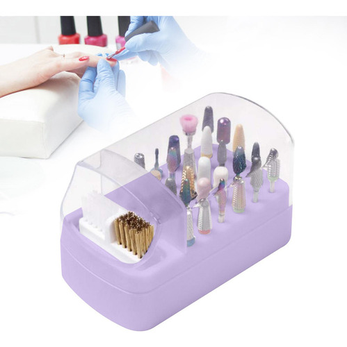 Soporte Para Brocas De Uñas 2 En 1, Estuche Para Violeta