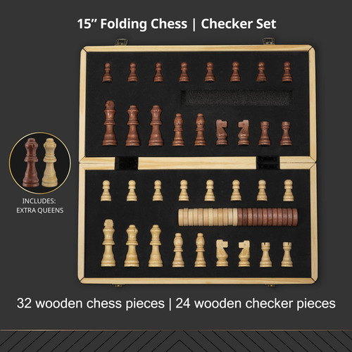 15 Juegos De Ajedrez De Madera - Juego De Mesa De Ajedrez Y