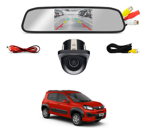 Kit Camera Retrovisor Fiat Uno 2015 2016 2017 2018