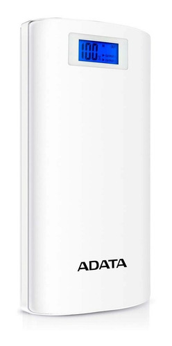 Imagen 2 de 5 de Power Bank Portatil Usb P20000d Blanco Linterna Led Adata