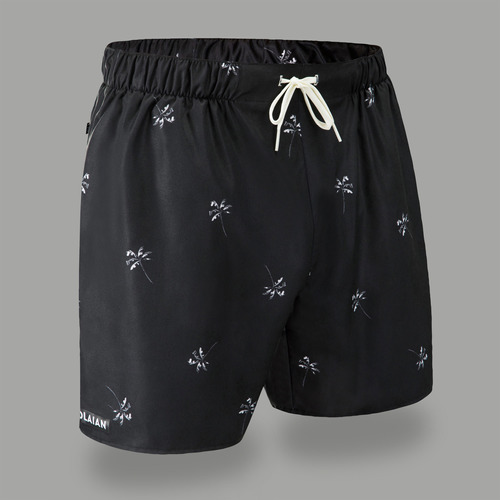 Boardshort Surf 100 Palmito Negro Estándar Olaian