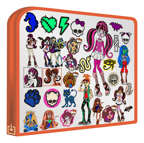 Monster High V3 Set De Diseños Bordado Infantil Bordar Ropa