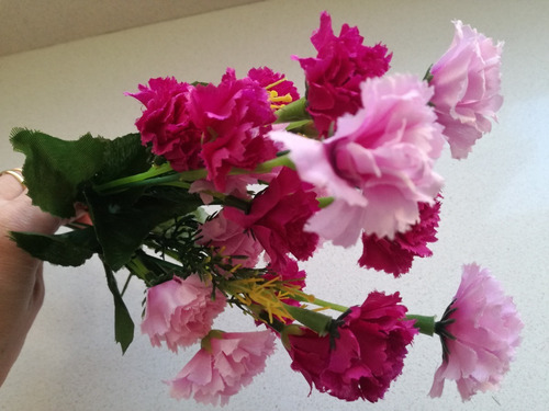 Ramo Bouquet De Flores Artificial Clavel Violeta Lila