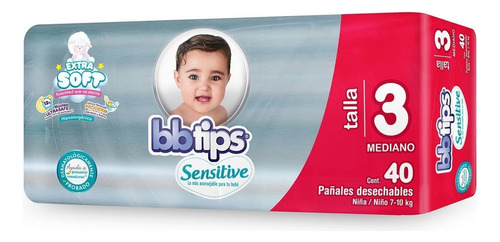 Pañales Bbtips Sensitive unisex Etapa 40 Piezas