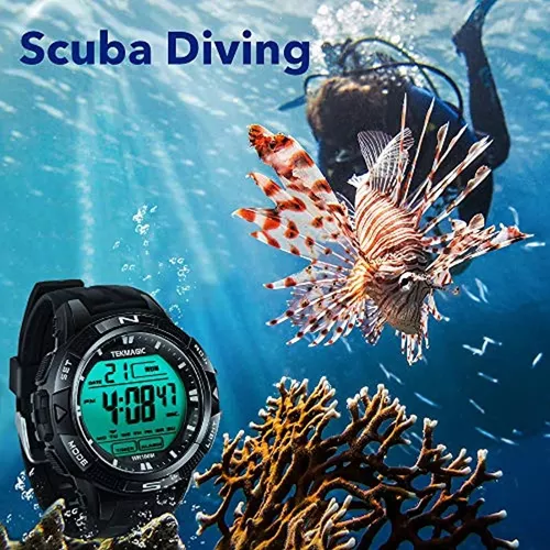 Reloj de natación para hombre y niño, 328.1 ft, reloj de buceo submarino  con cronómetro, cronógrafo, funciones de alarma, doble zona horaria,  formato